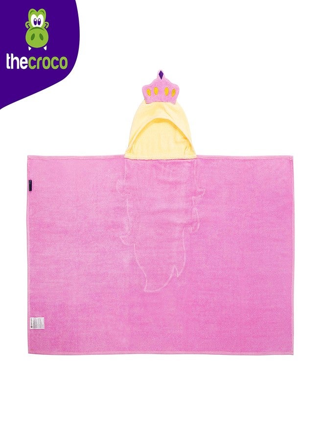 ذا كروكو مناشف ذا كروكو الفاخرة للأطفال بغطاء رأس | فائقة النعومة وكبيرة الحجم (28 × 49 بوصة) | منشفة حمام قطنية 100% للأطفال بغطاء رأس | مناشف شاطئ ومسبح للأولاد والبنات من عمر 1 إلى 8 سنوات (لون وردي فاتح) - Image 4